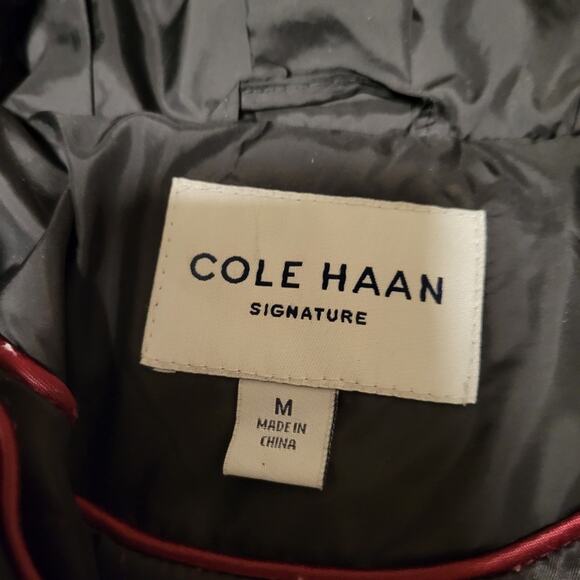 Cole Haan Signature Belted Black Puffer Down Feather Warm Winter Coat  Size M - Picture 7 of 12